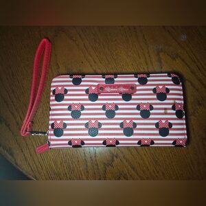 Red Minnie Mouse Stripe Wristlet Wallet